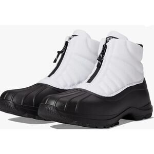 Sperry Women's Duck Float Zip Seacycled Winter Boot, Black/White, 9.5